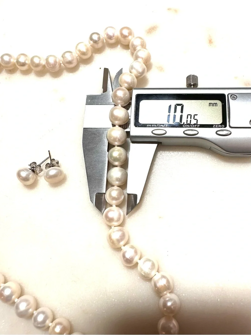 White Cultured Freshwater Pearl Rhodium over Sterling Silver Necklace & Earrings